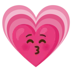 kissing face with closed eyes + growing heart