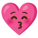 kissing face with closed eyes + heart with ribbon