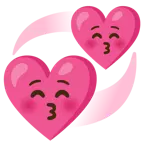 kissing face with closed eyes + revolving hearts
