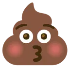 kissing face with closed eyes + pile of poo