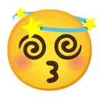 kissing face with closed eyes + dizzy