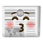 kissing face with closed eyes + newspaper