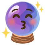 kissing face with closed eyes + crystal ball