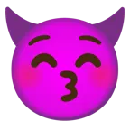 kissing face with closed eyes + smiling face with horns