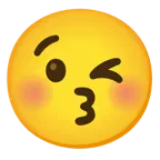 kissing face with closed eyes + winking face