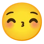 kissing face with closed eyes + smiling face with smiling eyes