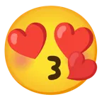 kissing face with closed eyes + smiling face with heart-eyes