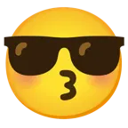 kissing face with closed eyes + smiling face with sunglasses