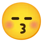 kissing face with closed eyes + expressionless face