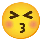 kissing face with closed eyes + confounded face