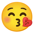 kissing face with closed eyes + face blowing a kiss