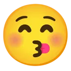 kissing face with closed eyes + face with tongue