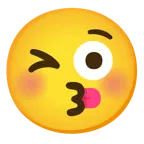 kissing face with closed eyes + winking face with tongue