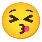 kissing face with closed eyes + squinting face with tongue
