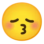 kissing face with closed eyes + disappointed face