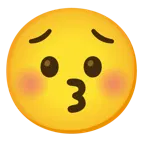 kissing face with closed eyes + worried face