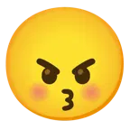 kissing face with closed eyes + angry face