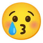 kissing face with closed eyes + crying face