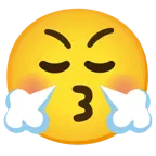 kissing face with closed eyes + face with steam from nose