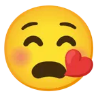 kissing face with closed eyes + frowning face with open mouth