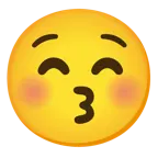 kissing face with closed eyes + anguished face