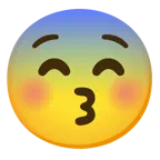 kissing face with closed eyes + fearful face
