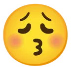 kissing face with closed eyes + weary face
