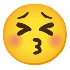 kissing face with closed eyes + tired face
