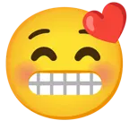 kissing face with closed eyes + grimacing face