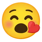 kissing face with closed eyes + face with open mouth
