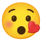 kissing face with closed eyes + hushed face