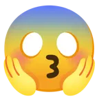 kissing face with closed eyes + face screaming in fear