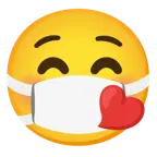 kissing face with closed eyes + face with medical mask