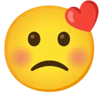 kissing face with closed eyes + slightly frowning face