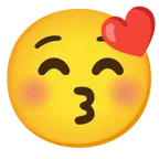 kissing face with closed eyes + slightly smiling face