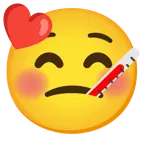 kissing face with closed eyes + face with thermometer