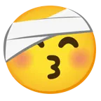 kissing face with closed eyes + face with head-bandage