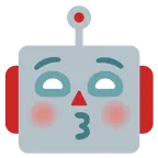 kissing face with closed eyes + robot