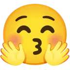 kissing face with closed eyes + smiling face with open hands