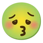 kissing face with closed eyes + nauseated face