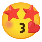 kissing face with closed eyes + star-struck