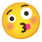 kissing face with closed eyes + zany face