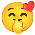 kissing face with closed eyes + shushing face