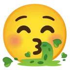 kissing face with closed eyes + face vomiting