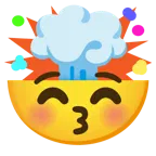 kissing face with closed eyes + exploding head