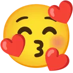 kissing face with closed eyes + smiling face with hearts