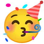 kissing face with closed eyes + partying face