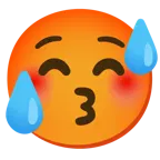 kissing face with closed eyes + hot face