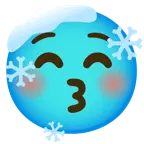 kissing face with closed eyes + cold face