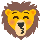kissing face with closed eyes + lion